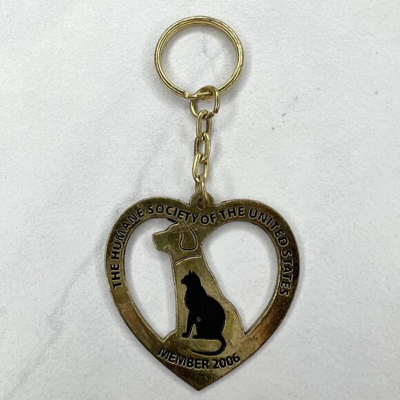 2006 Humane Society of the United States Cat Dog Heart Keychain Keyring - Picture 1 of 7